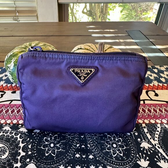 Prada Purple Tessuto Nylon Cosmetic Pouch, Full Inclusion, EUC - Picture 2 of 10